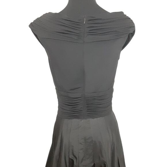 Tadashi Shoji Black Taffeta Pleated Fit and Flare Cocktail Dress Women 8 Holiday - Picture 6 of 14